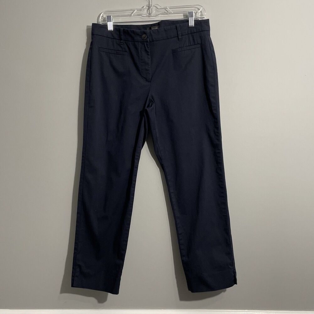 Ann Taylor Women’s Cropped Capri Pants Sz 8 Blue Slit Hem Casual Stretch Summer